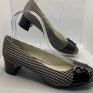 Anne Klein Black & White Patterned Block Heels Pumps